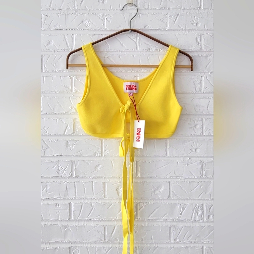 STRIPED & SOLID THE KAI Yellow Crop Top with Tie Detail size M